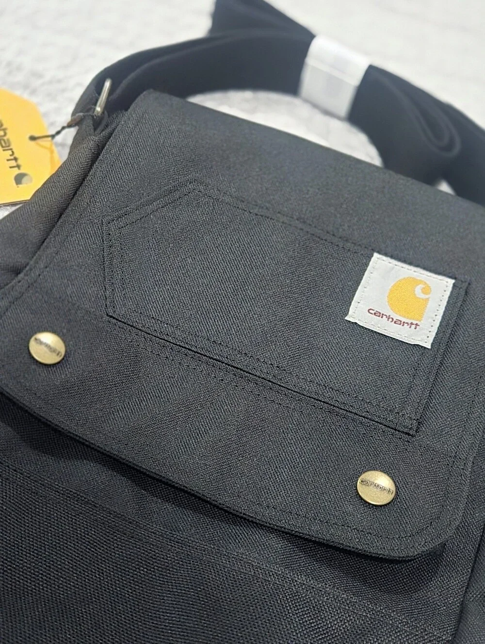 Carhartt Black Canvas Messenger Crossbody with Logo Patch